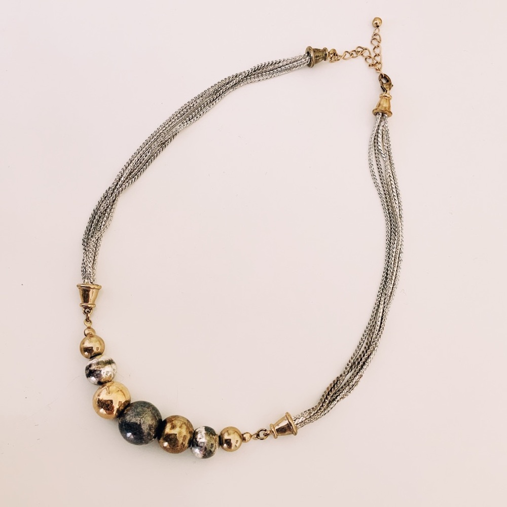 Vintage gold and silver beaded necklace